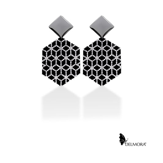 Black & White Hexagon Earrings