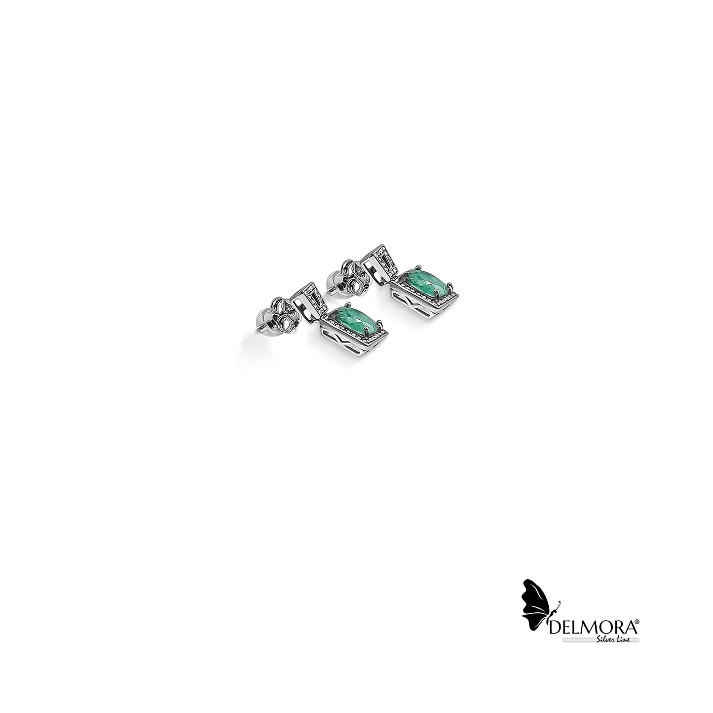 1.76ct Natural Colombian Emerald Oval Cut Silver Earrings