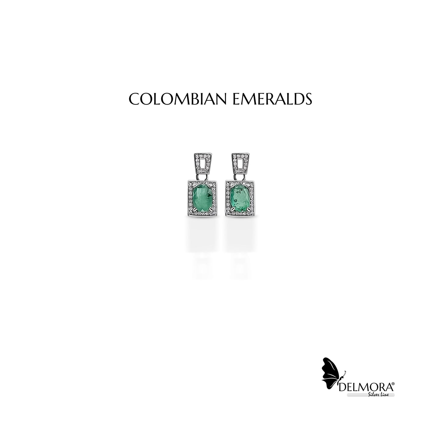 1.76ct Natural Colombian Emerald Oval Cut Silver Earrings