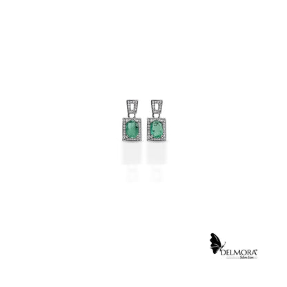 1.76ct Natural Colombian Emerald Oval Cut Silver Earrings