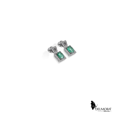 1.76ct Natural Colombian Emerald Oval Cut Silver Earrings