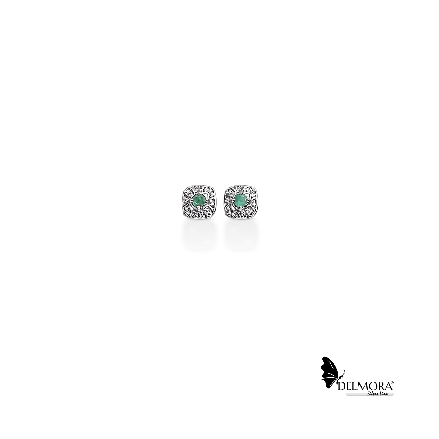 0.60ct Natural Colombian Emerald Round Cut Silver Earrings