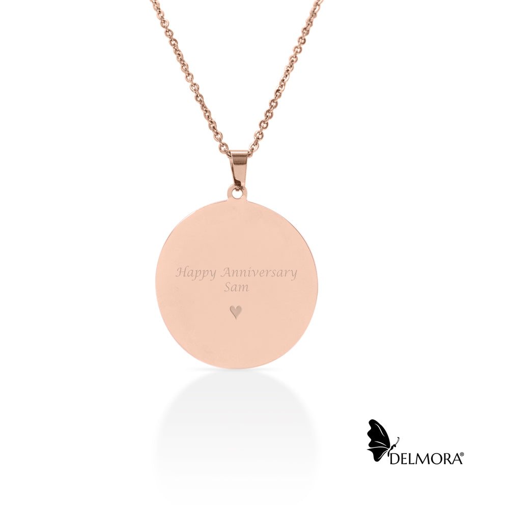 Flat round gold pendant shop necklace